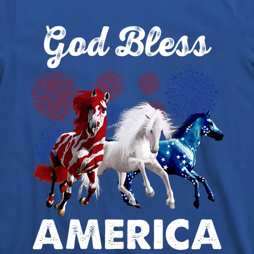 God Bless America Horse Fireworks American Flag Gift T-Shirt