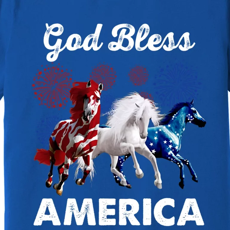 God Bless America Horse Fireworks American Flag Gift Premium T-Shirt