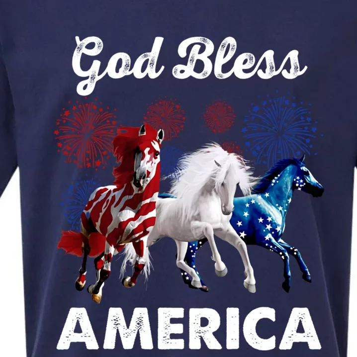 God Bless America Horse Fireworks American Flag Gift Sueded Cloud Jersey T-Shirt