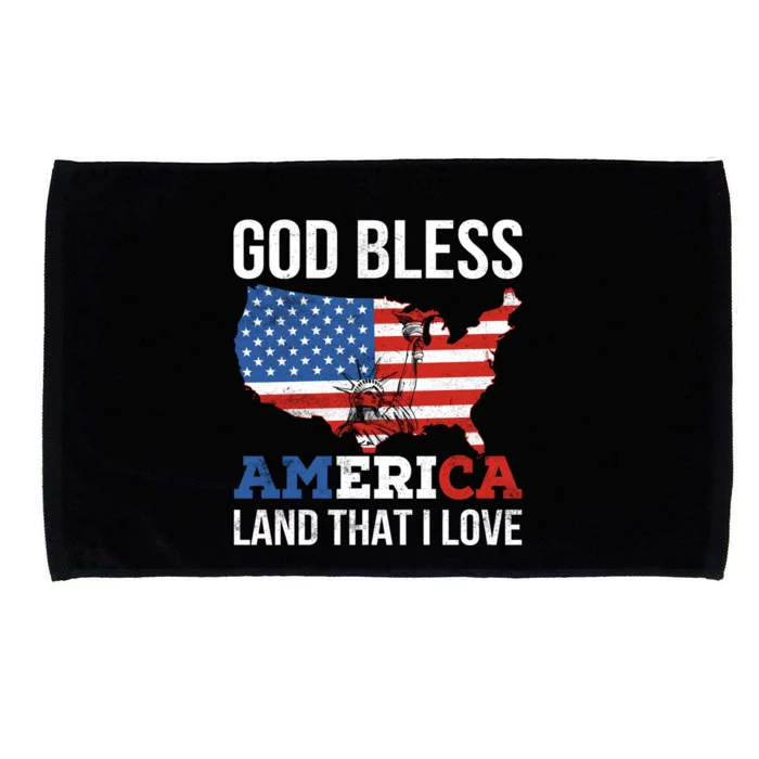 God Bless America Land That I Love American Flag Gift Microfiber Hand Towel