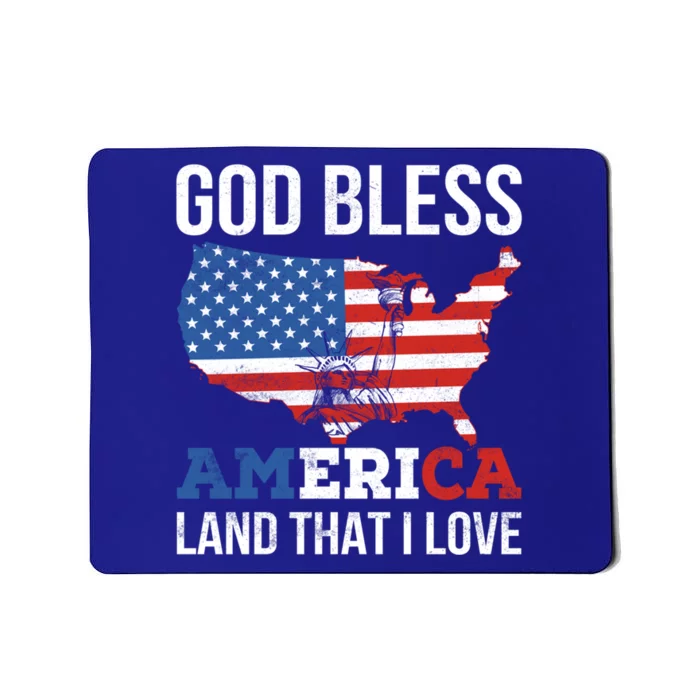 God Bless America Land That I Love American Flag Gift Mousepad