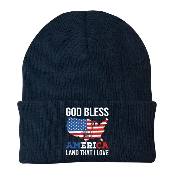 God Bless America Land That I Love American Flag Gift Knit Cap Winter Beanie