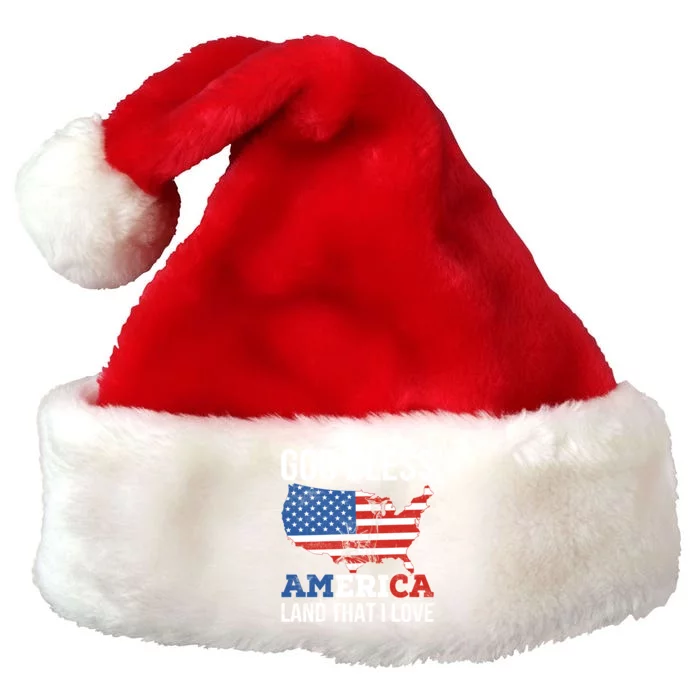 God Bless America Land That I Love American Flag Gift Premium Christmas Santa Hat