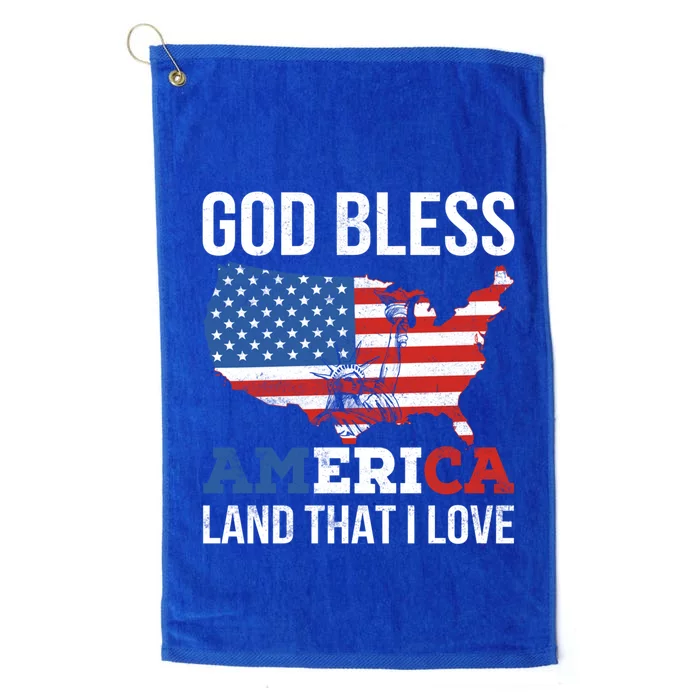 God Bless America Land That I Love American Flag Gift Platinum Collection Golf Towel