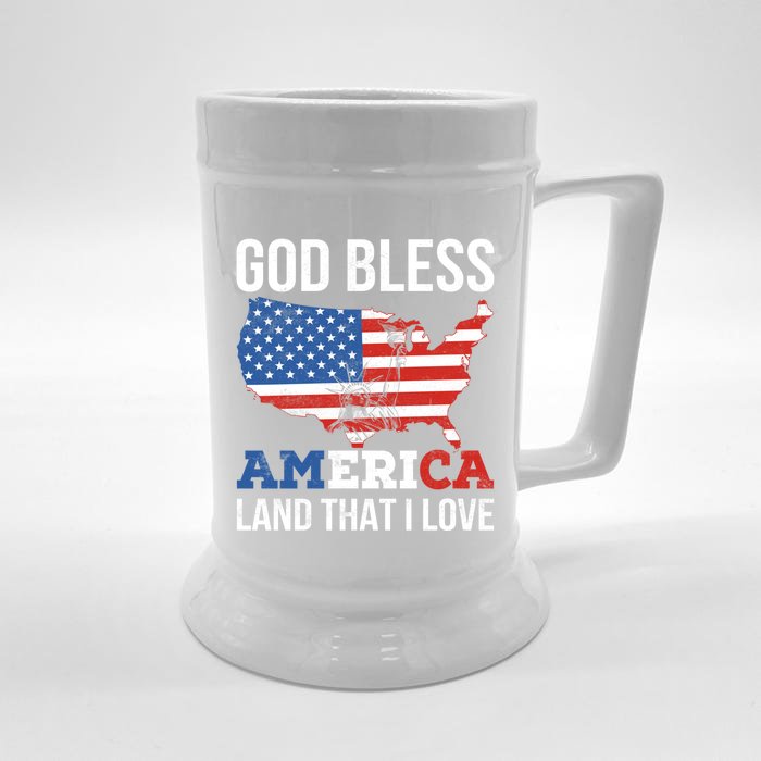 God Bless America Land That I Love American Flag Gift Front & Back Beer Stein