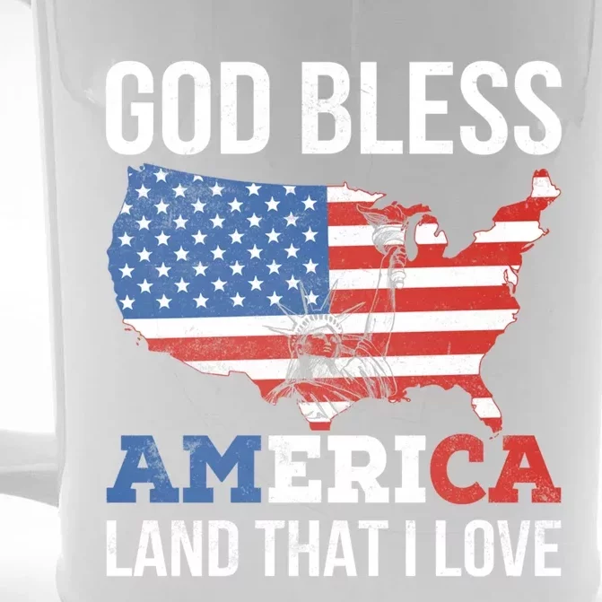 God Bless America Land That I Love American Flag Gift Front & Back Beer Stein