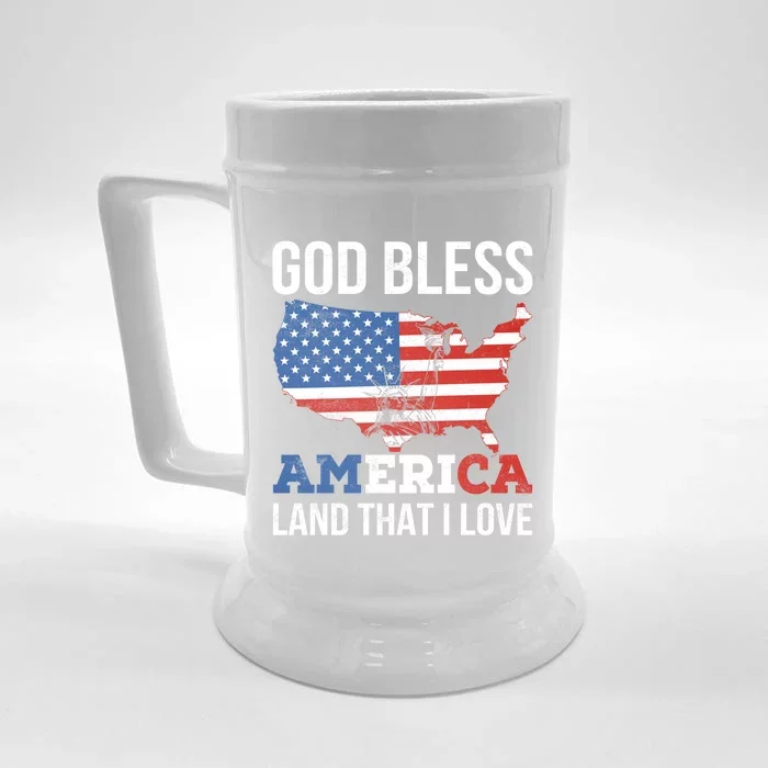 God Bless America Land That I Love American Flag Gift Front & Back Beer Stein