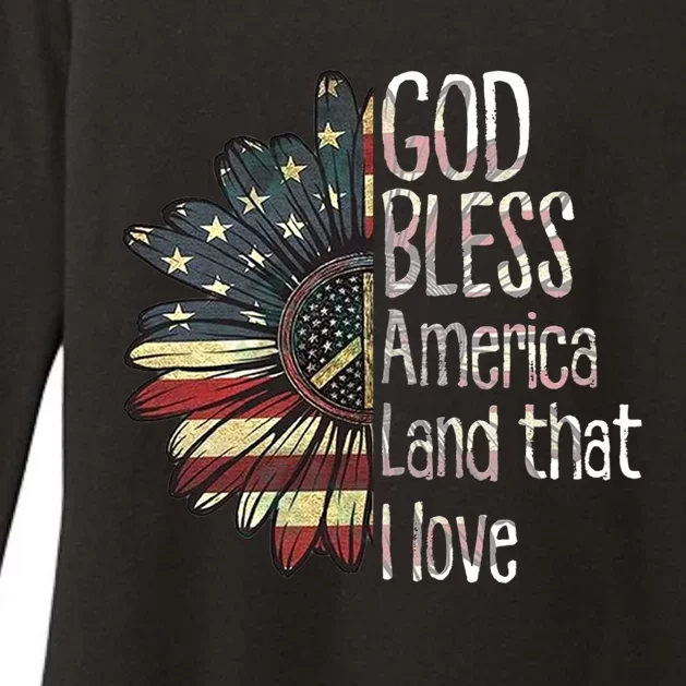 God Bless America Land That I Love Usa Flag Flower Patriotic Gift Womens CVC Long Sleeve Shirt