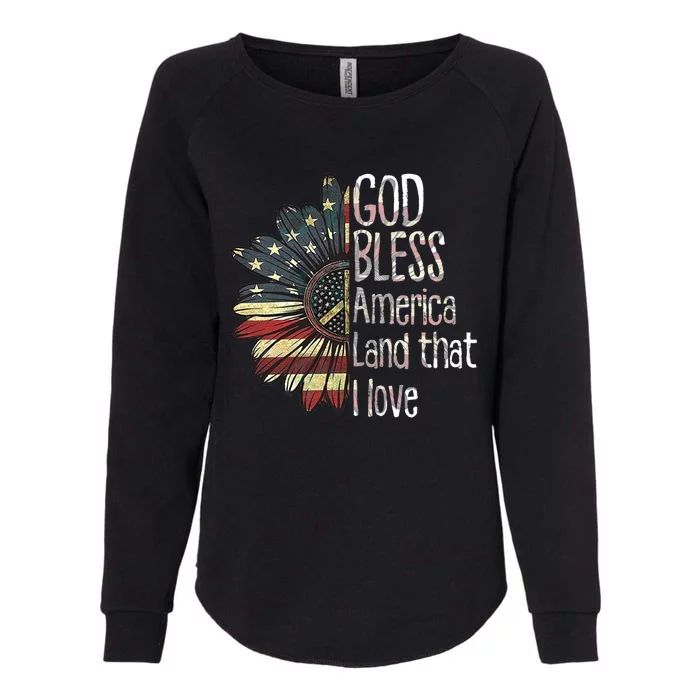 God Bless America Land That I Love Usa Flag Flower Patriotic Gift Womens California Wash Sweatshirt