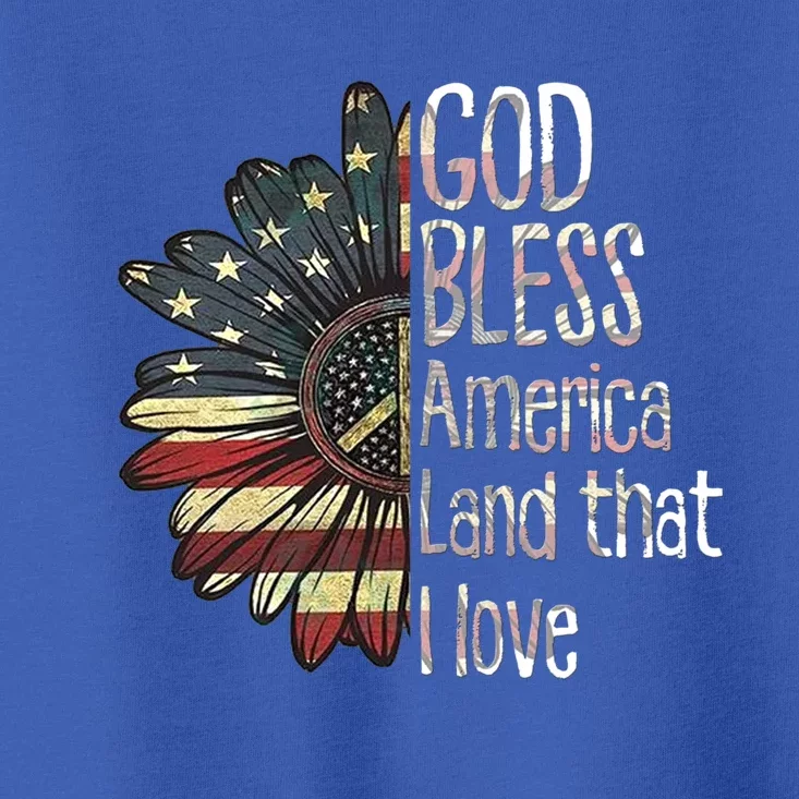 God Bless America Land That I Love Usa Flag Flower Patriotic Gift Toddler T-Shirt