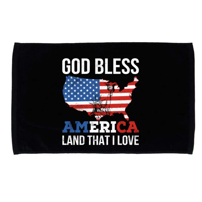 God Bless America Land That I Love American Flag Meaningful Gift Microfiber Hand Towel