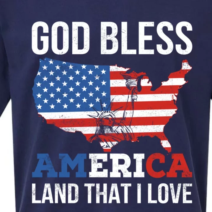 God Bless America Land That I Love American Flag Meaningful Gift Sueded Cloud Jersey T-Shirt