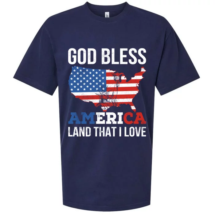 God Bless America Land That I Love American Flag Meaningful Gift Sueded Cloud Jersey T-Shirt