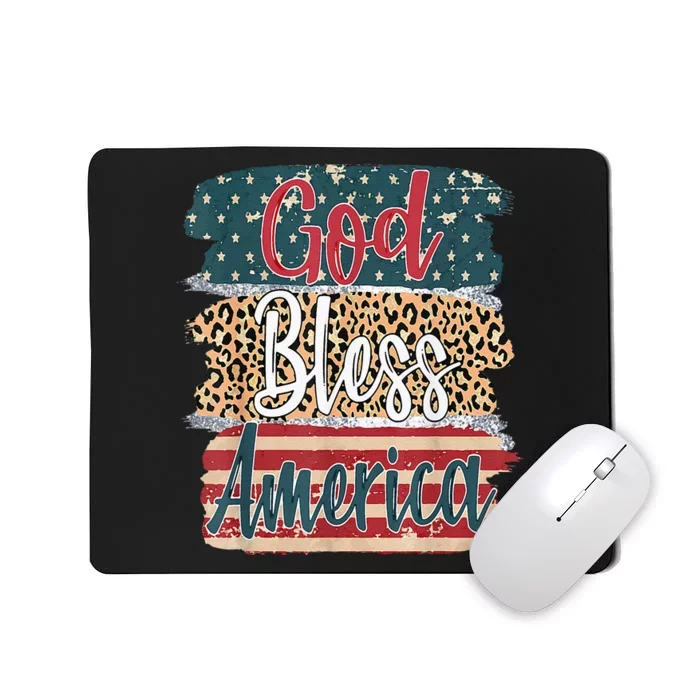 God Bless America Brush Stroke Leopard America Flag 4th July Mousepad