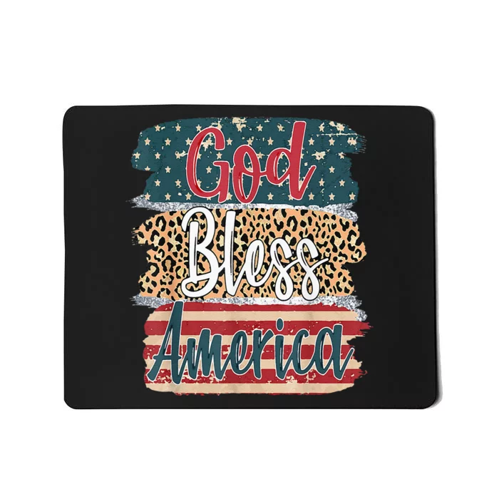 God Bless America Brush Stroke Leopard America Flag 4th July Mousepad