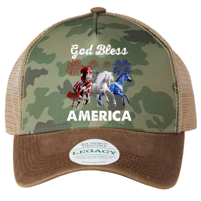 God Bless America Horses 4th Of July Firework Great Gift Legacy Tie Dye Trucker Hat