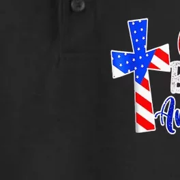 God Bless America Christian USA Flag Patriotic 4th Of July Dry Zone Grid Performance Polo