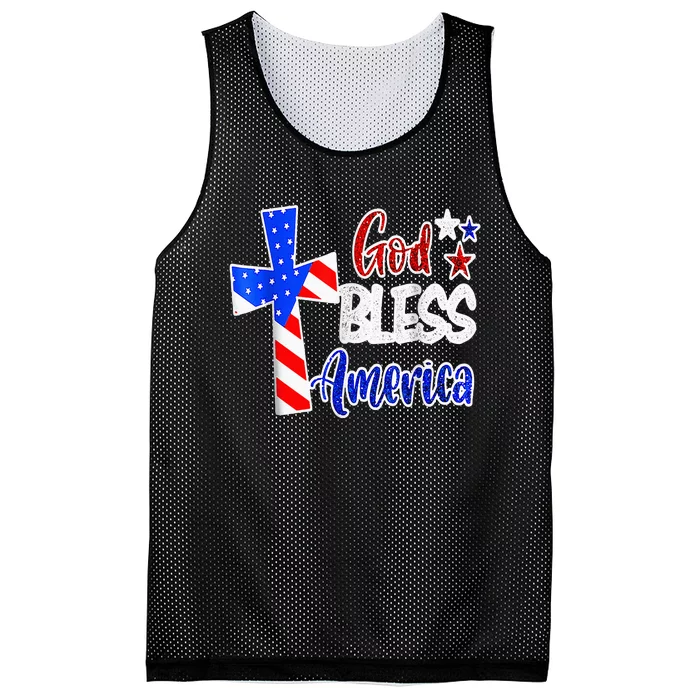 God Bless America Christian USA Flag Patriotic 4th Of July Mesh Reversible Basketball Jersey Tank