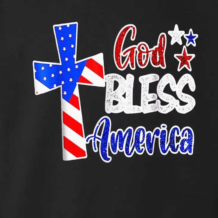 God Bless America Christian USA Flag Patriotic 4th Of July Toddler Hoodie