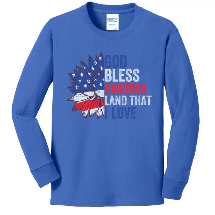 God Bless America Land That I Love Patriotic Usa Freedom Meaningful Gift Kids Long Sleeve Shirt