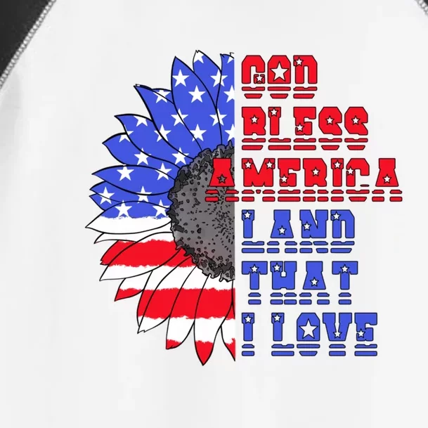 God Bless America Land That I Love American Flag Sunflower Gift Toddler Fine Jersey T-Shirt