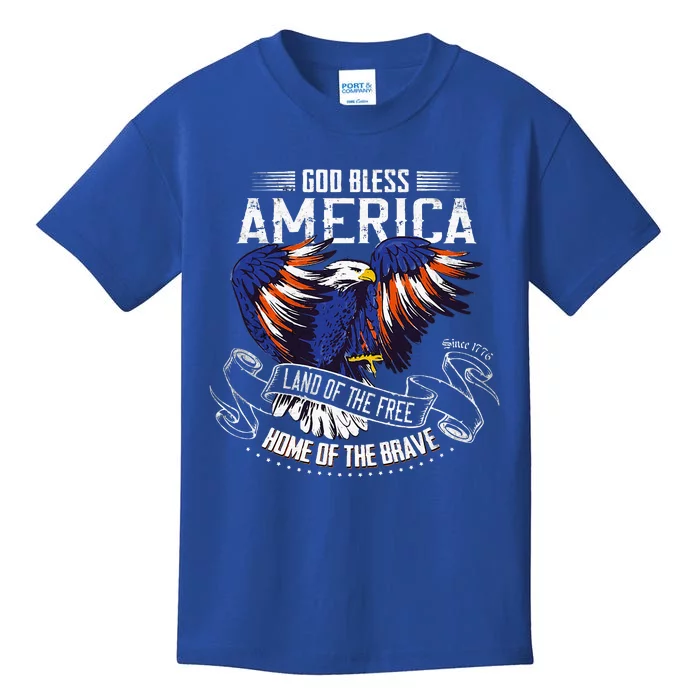 God Bless America Land Of The Free Because Of The Brave Kids T-Shirt