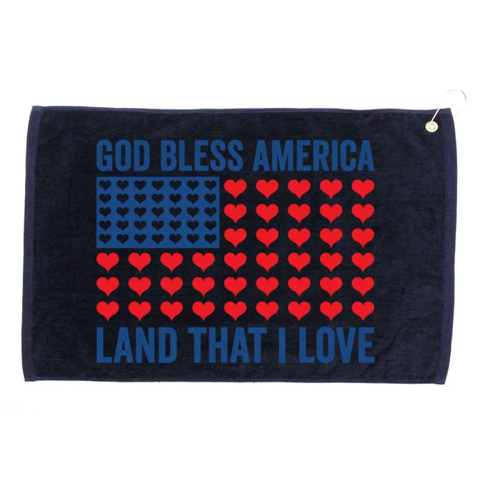 God Bless America Land That I Love American Flag Patriotic Gift Grommeted Golf Towel