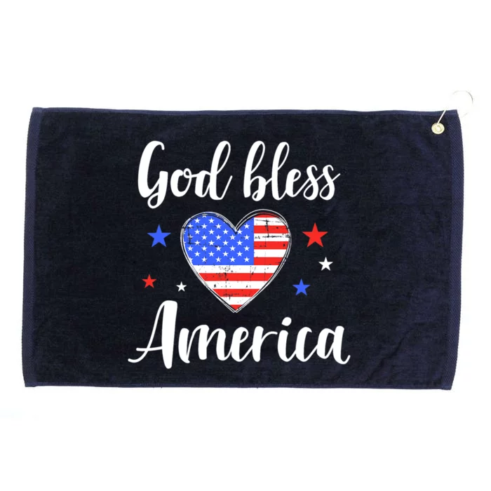 God Bless America For Patriotic Independence Day 4th Of July Gift Grommeted Golf Towel