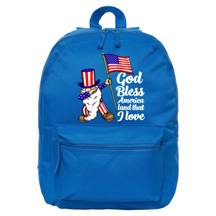 God Bless America Land That I Love Funny America Flag Love Gift 16 in Basic Backpack