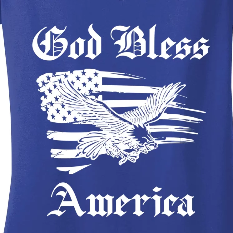 God Bless America Patriotic Eagle American Flag 4th Of July Gift Women's V-Neck T-Shirt