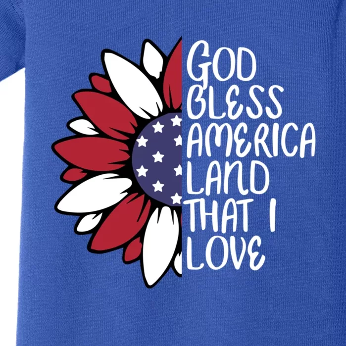 God Bless America Land That I Love Sunflower God Bless Usa Gift Baby Bodysuit