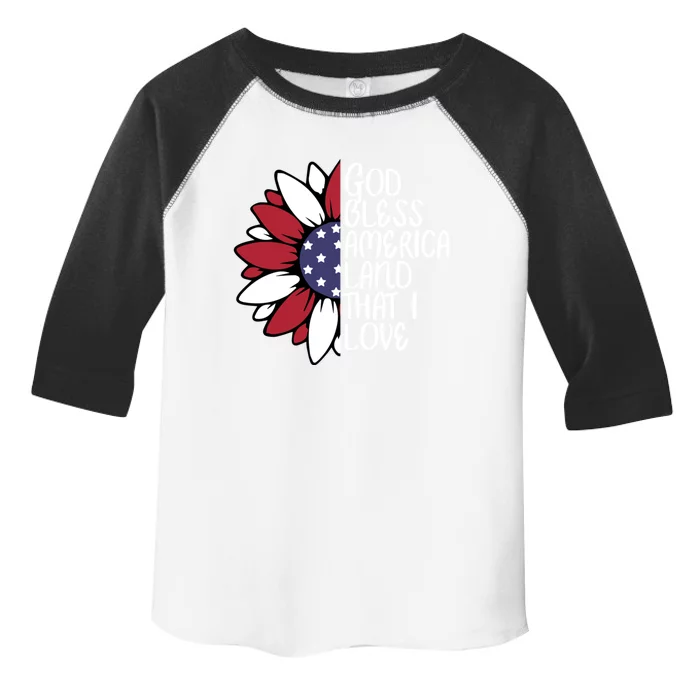 God Bless America Land That I Love Sunflower God Bless Usa Gift Toddler Fine Jersey T-Shirt