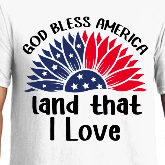 God Bless America Land That I Love Sunflower Us Flag Gift Pajama Set