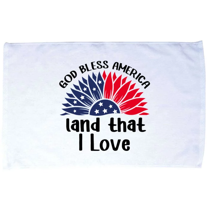 God Bless America Land That I Love Sunflower Us Flag Gift Microfiber Hand Towel