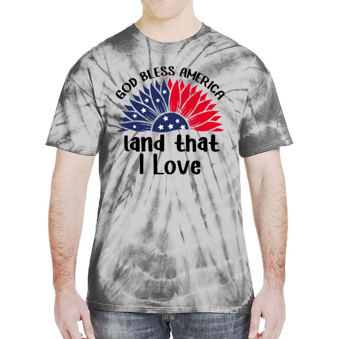 God Bless America Land That I Love Sunflower Us Flag Funny Gift Tie-Dye T-Shirt