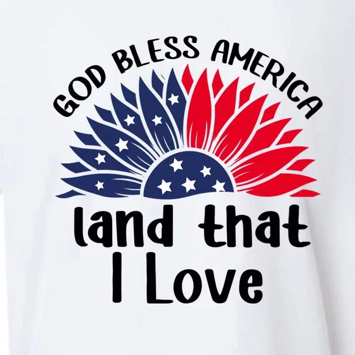 God Bless America Land That I Love Sunflower Us Flag Funny Gift Sueded Cloud Jersey T-Shirt