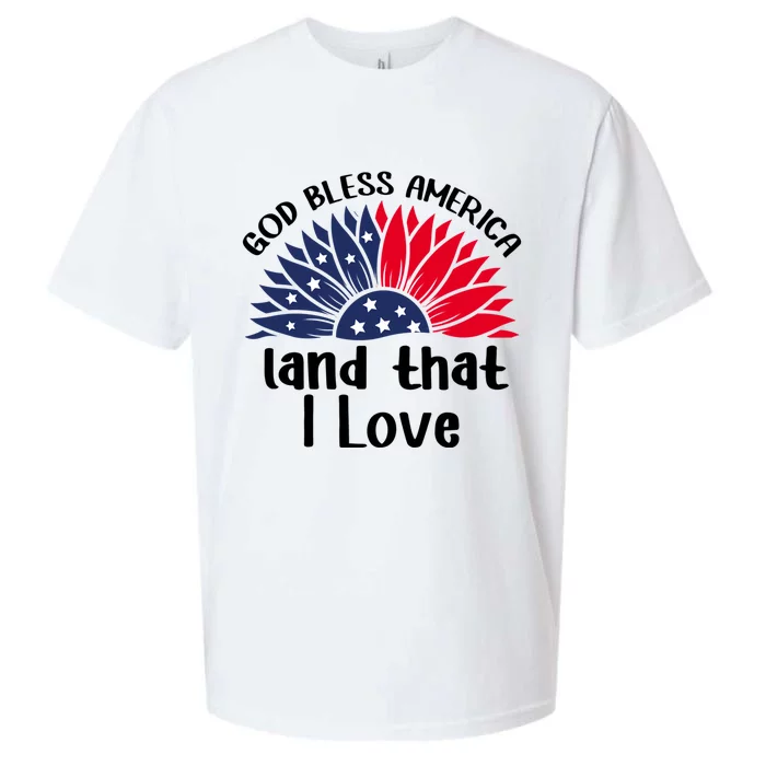 God Bless America Land That I Love Sunflower Us Flag Funny Gift Sueded Cloud Jersey T-Shirt