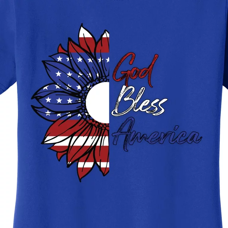 God Bless America American Flag Sunflower Lover Cool Gift Women's T-Shirt