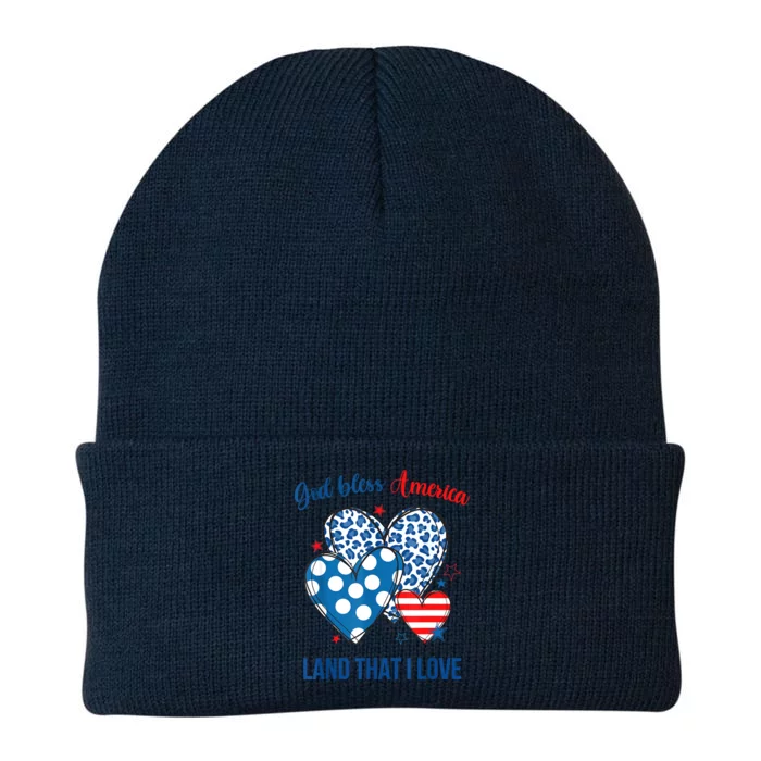 God Bless America Land That I Love Leopard Red Dot Usa Heart Meaningful Gift Knit Cap Winter Beanie