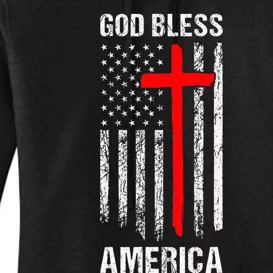 God Bless America Christian Patriot Usa Flag Women's Pullover Hoodie