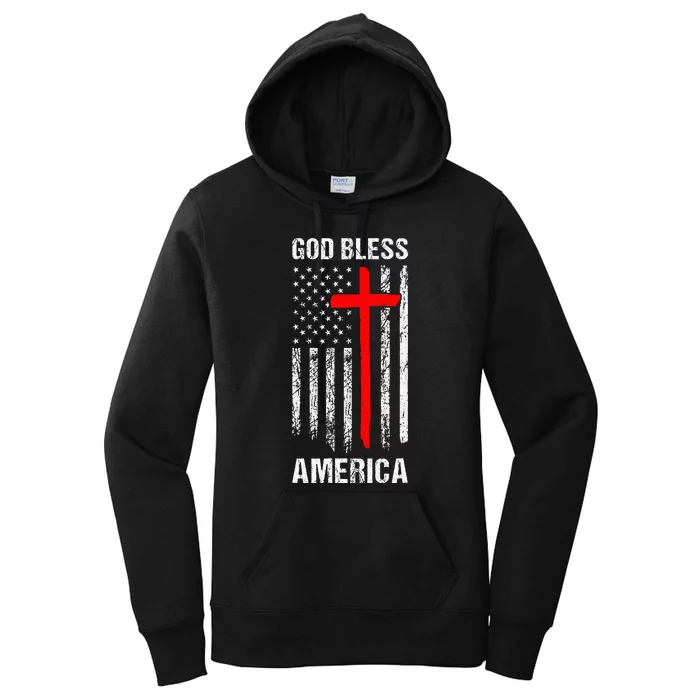 God Bless America Christian Patriot Usa Flag Women's Pullover Hoodie