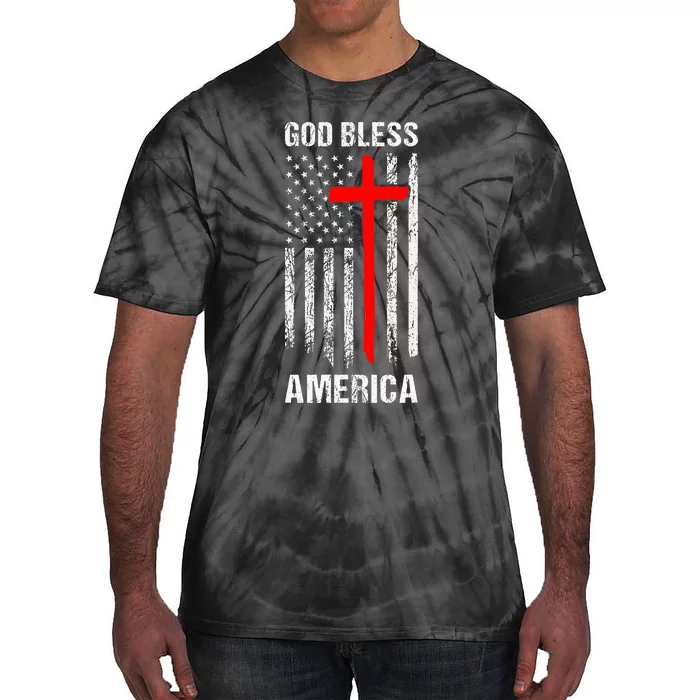 God Bless America Christian Patriot Usa Flag Tie-Dye T-Shirt