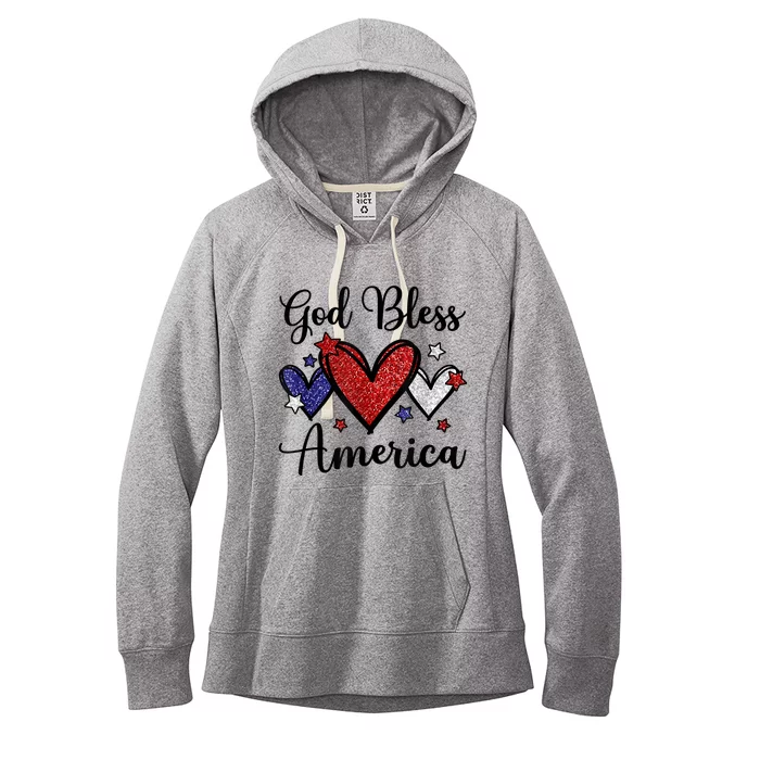 God Bless America Patriotic Usa Flag Colors For Christians Funny Gift Women's Fleece Hoodie