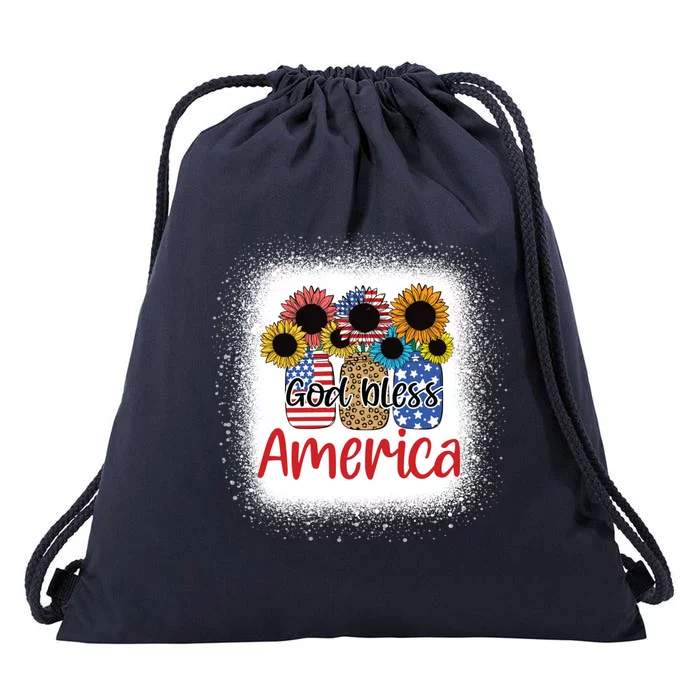 God Bless America Mason Jar 4th Of July Christian Patriotic Gift Drawstring Bag