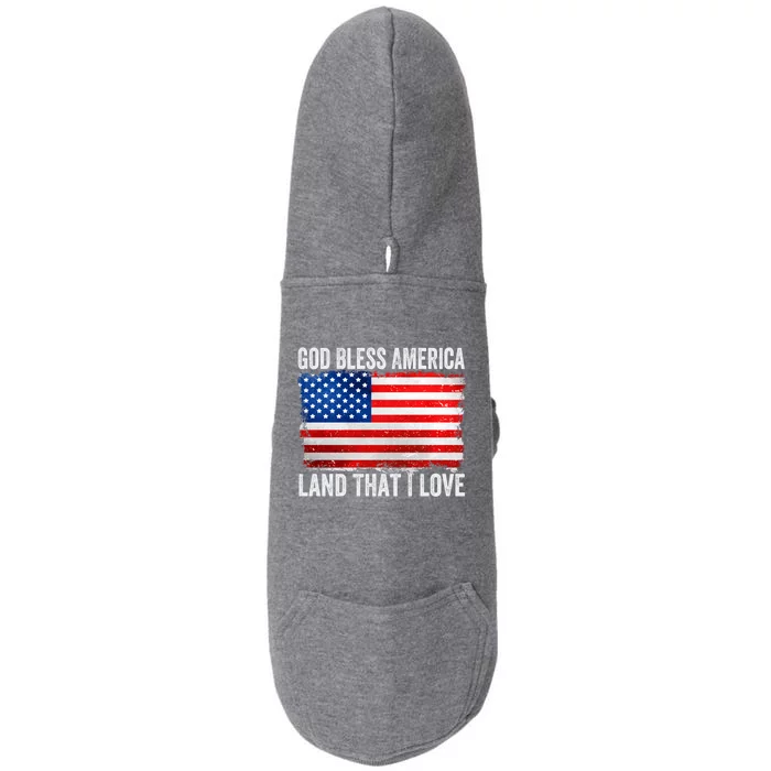 God Bless America Land That I Love Patriotic American Flag Gift Doggie 3-End Fleece Hoodie