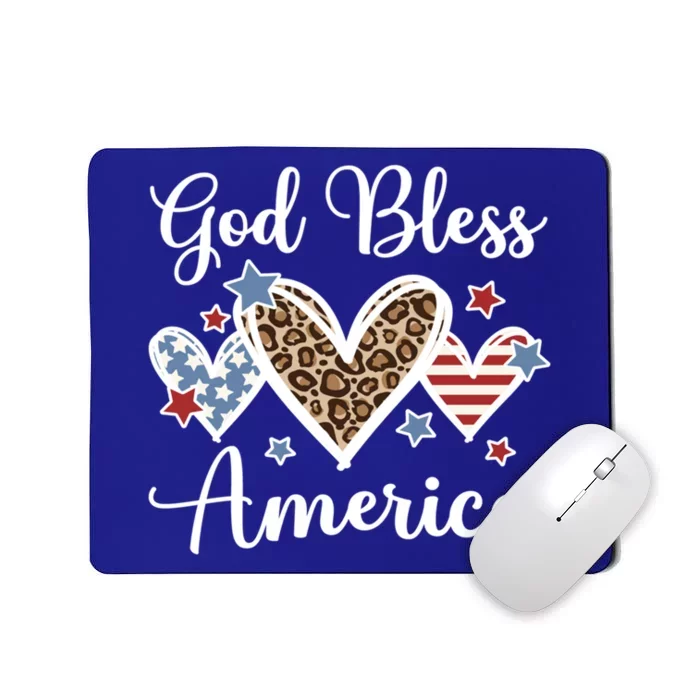 God Bless America Patriotic Christians American Flag Leopard Gift Mousepad