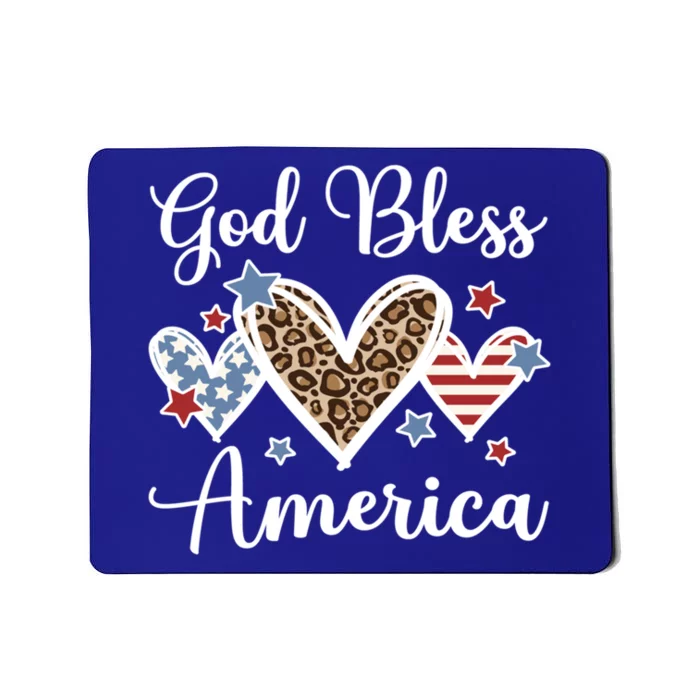 God Bless America Patriotic Christians American Flag Leopard Gift Mousepad