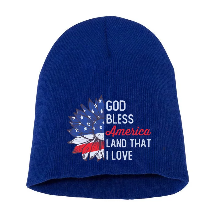 God Bless America Land That I Love Patriotic Usa Freedom Gift Short Acrylic Beanie