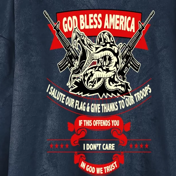 God Bless America Patriotic Gift For Military Moms Veterans Great Gift Hooded Wearable Blanket