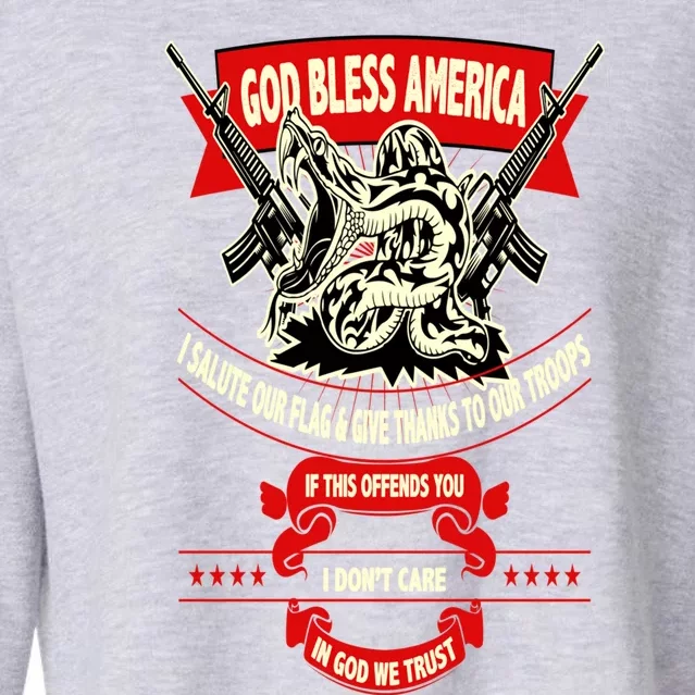 God Bless America Patriotic Gift For Military Moms Veterans Great Gift Cropped Pullover Crew